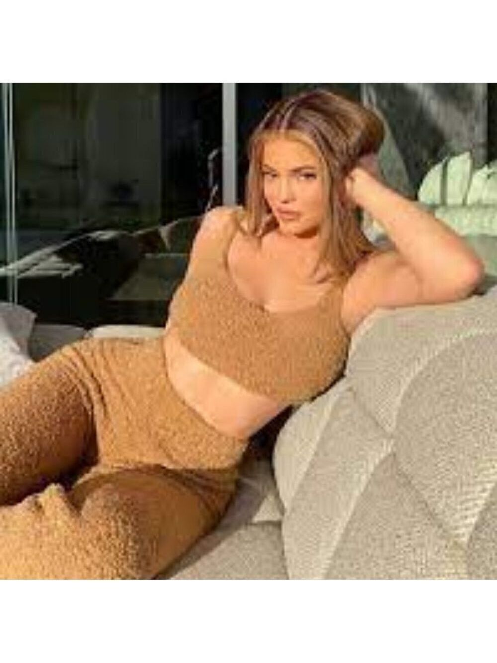 𝅺**nwt** SKIMS Cozy Knit Pants Camel S/M
